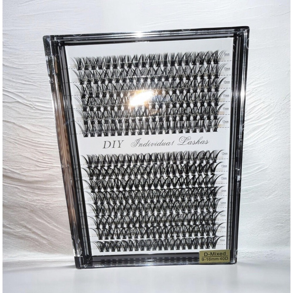 DIY Lash Extension Kit 280 pcs D Curl Cluster Eyelashes 9-16 mm Black. New